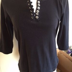 black knit top medium, 3/4 sleeves